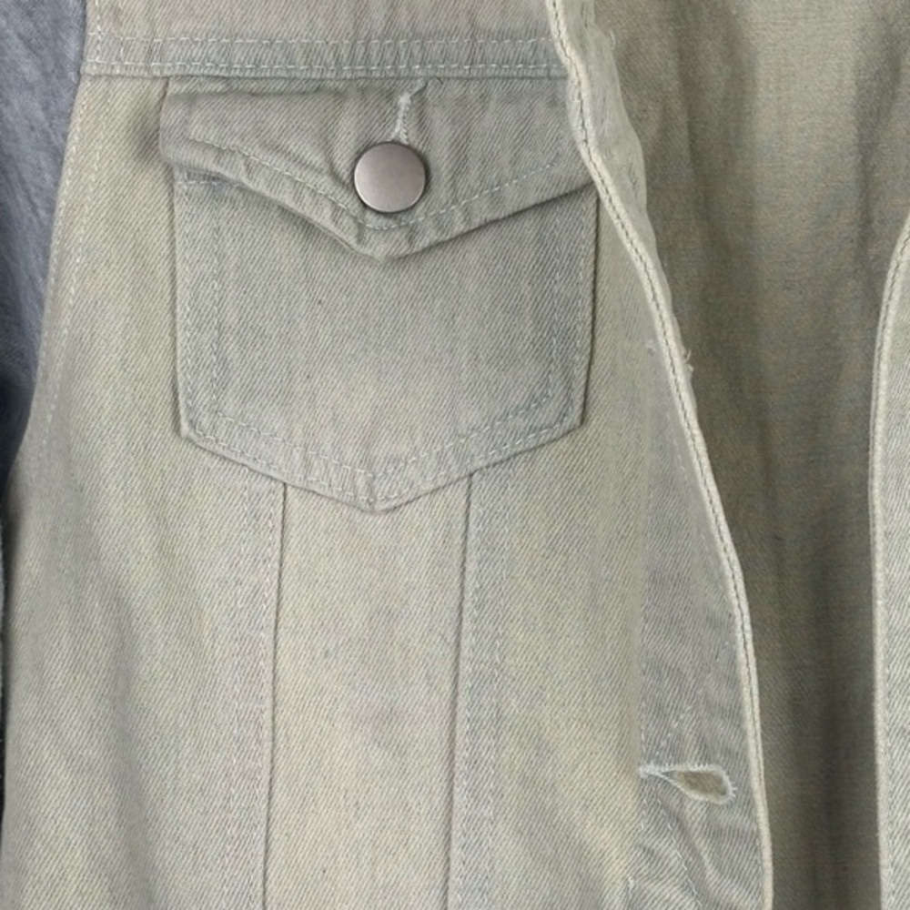Allegra K Women’s Jean Jacket with Soft Cotton Sleeves & Hood Size S Acid Wash - Picture 8 of 14